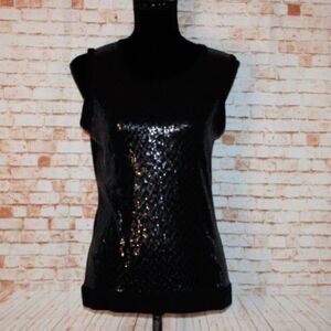 Calvin Klein Black Sequin Sleeveless Top Size M